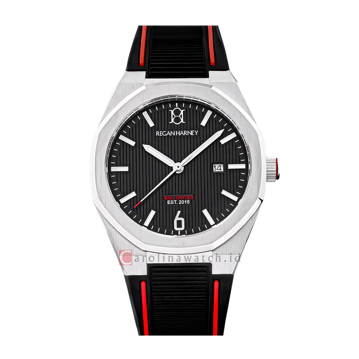 Jam Tangan Regan Harney x Bali United RH001-06L Men  Black Dial Black Rubber Strap Limited Edition