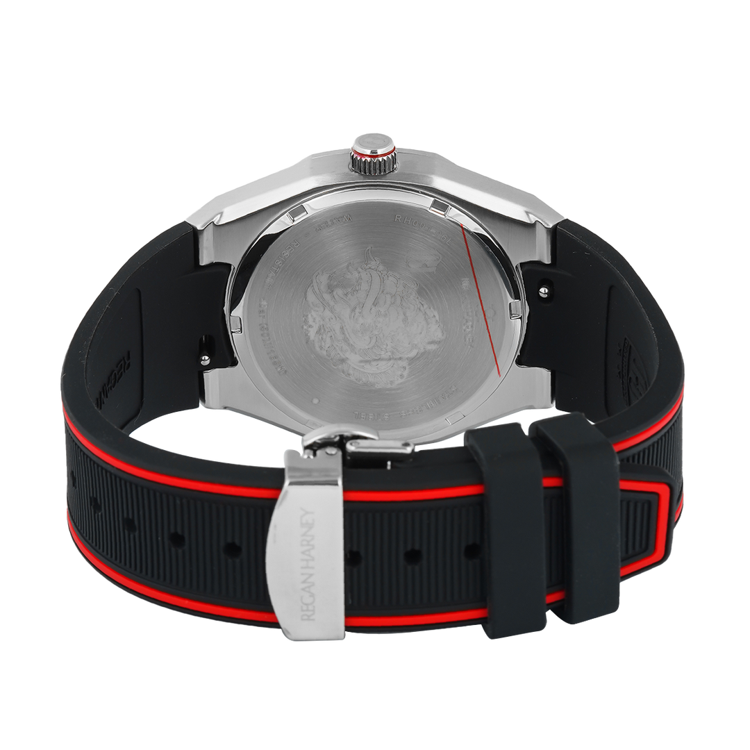 Jam Tangan Regan Harney x Bali United RH001-06L Men  Black Dial Black Rubber Strap Limited Edition