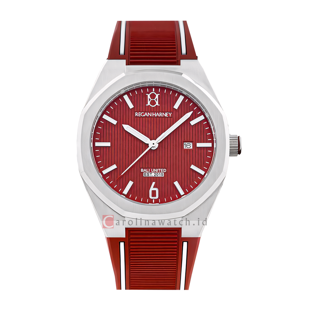 Jam Tangan Regan Harney x Bali United RH001-07L Men  Red Dial Red Rubber Strap Limited Edition
