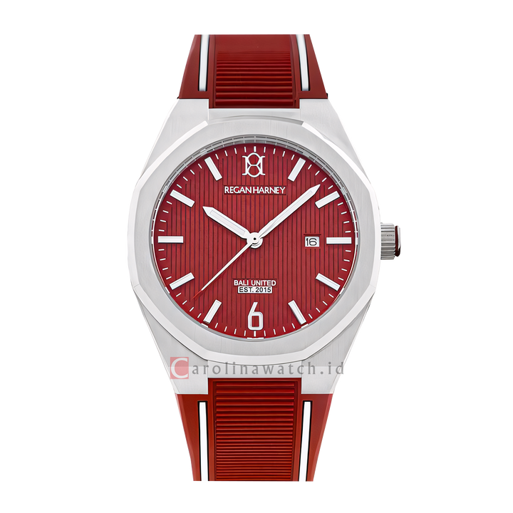 Jam Tangan Regan Harney x Bali United RH001-07L Men  Red Dial Red Rubber Strap Limited Edition