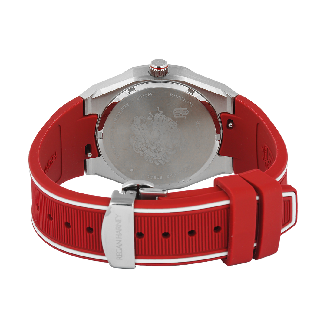 Jam Tangan Regan Harney x Bali United RH001-07L Men  Red Dial Red Rubber Strap Limited Edition