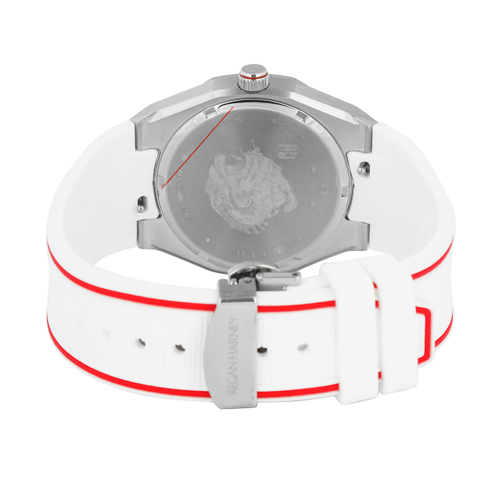 Jam Tangan Regan Harney x Bali United RH001-08L Men White Dial White Rubber Strap Limited Edition
