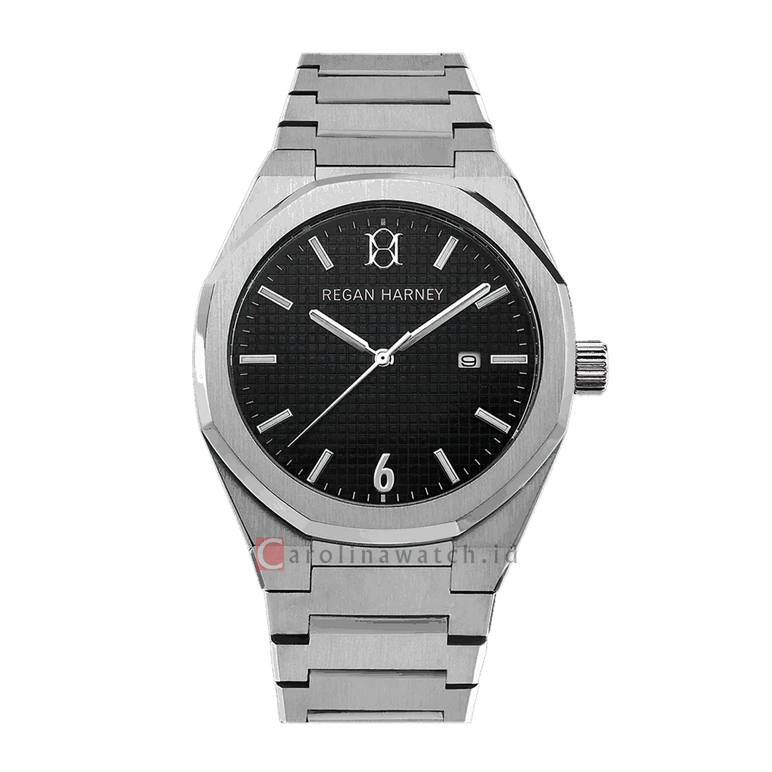 Jam Tangan Regan Harney RH002-01 Men Black Dial Stainless Steel Strap