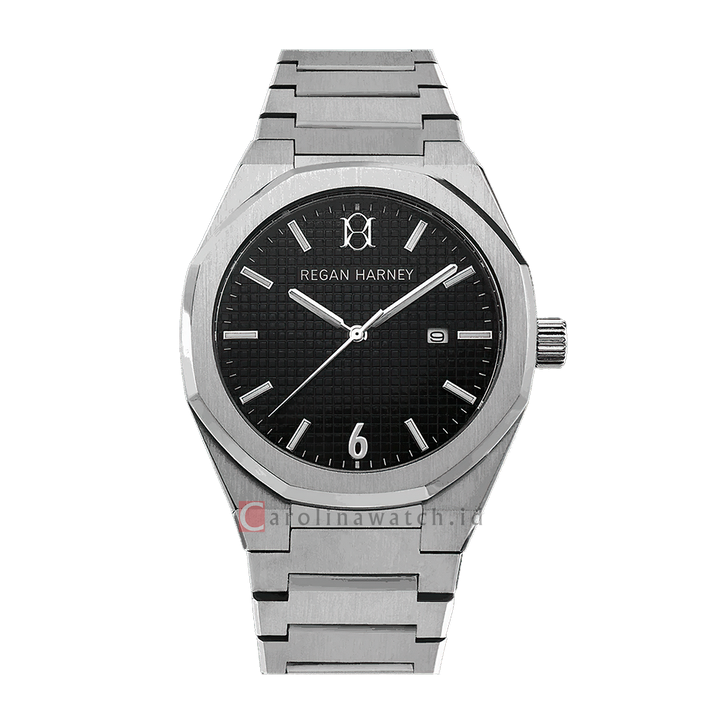 Jam Tangan Regan Harney RH002-01 Men Black Dial Stainless Steel Strap