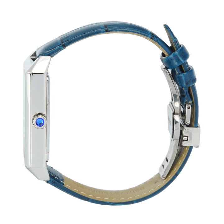 Jam Tangan Regan Harney Vogue  RH003-01 Women Tank Silver Dial Blue Leather Strap