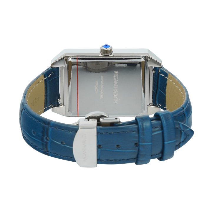 Jam Tangan Regan Harney Vogue  RH003-01 Women Tank Silver Dial Blue Leather Strap