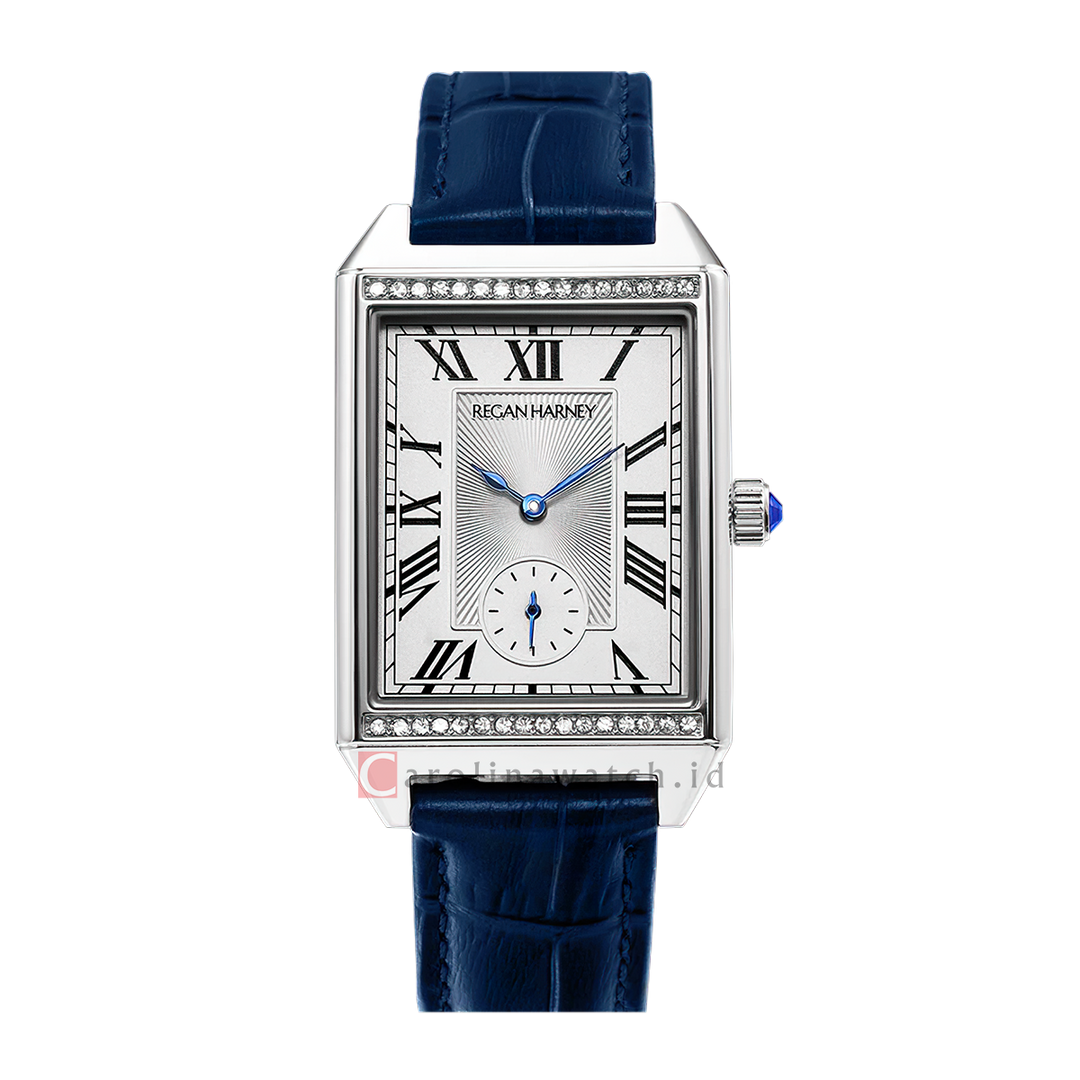 Jam Tangan Regan Harney Vogue  RH003-01 Women Tank Silver Dial Blue Leather Strap