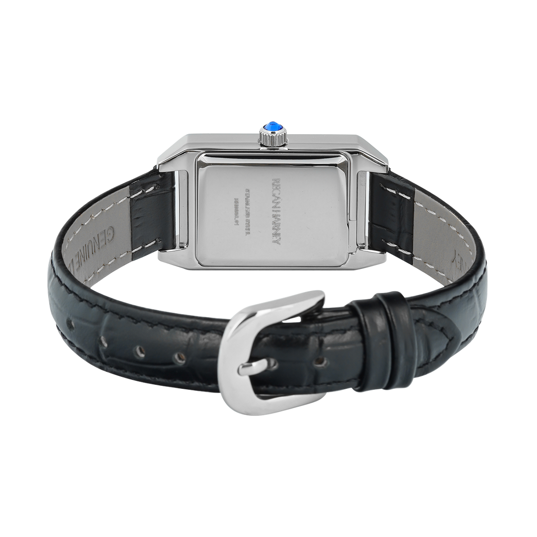 Jam Tangan Regan Harney Vogue  RH003S-01 Women Tank Silver Dial Black Leather Strap