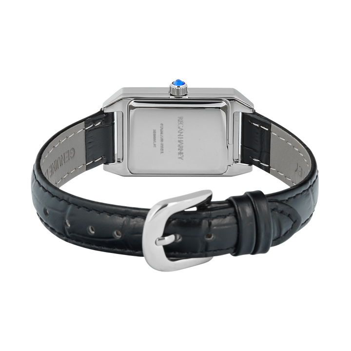 Jam Tangan Regan Harney Vogue  RH003S-01 Women Tank Silver Dial Black Leather Strap