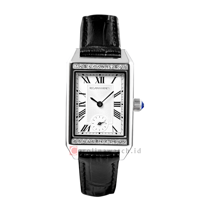 Jam Tangan Regan Harney Vogue  RH003S-01 Women Tank Silver Dial Black Leather Strap