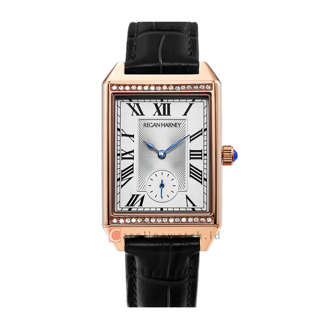 Jam Tangan Regan Harney Vogue  RH004-01 Women Tank Silver Dial Black Leather Strap