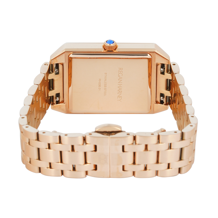 Jam Tangan Regan Harney ECLAT RH006-01 Women Tank Silver Dial Rose Gold Stainless Steel Strap