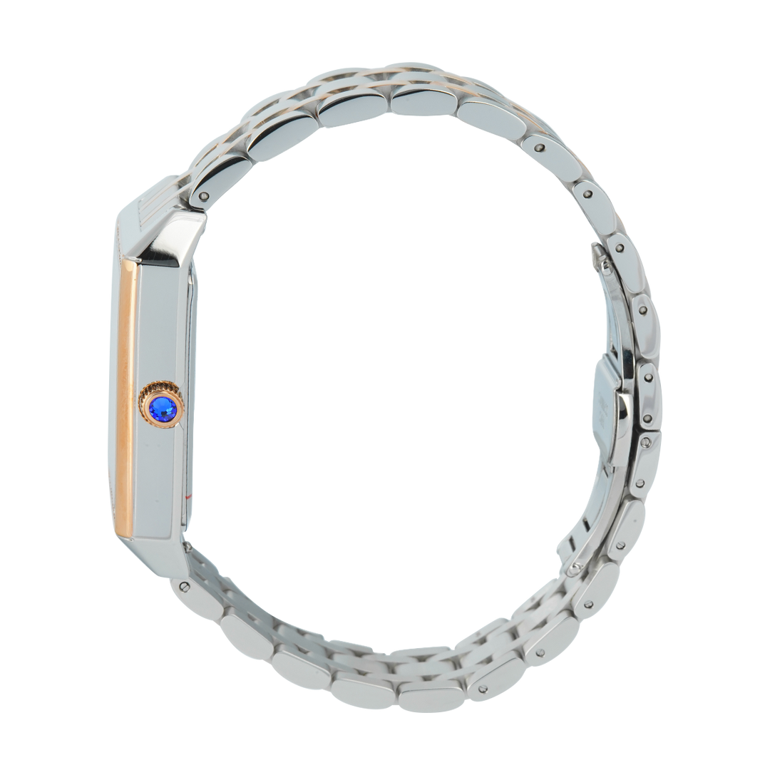 Jam Tangan Regan Harney SCARLETT RH007-01 Women Tank Silver White Dial Dual Tone Stainless Steel Strap