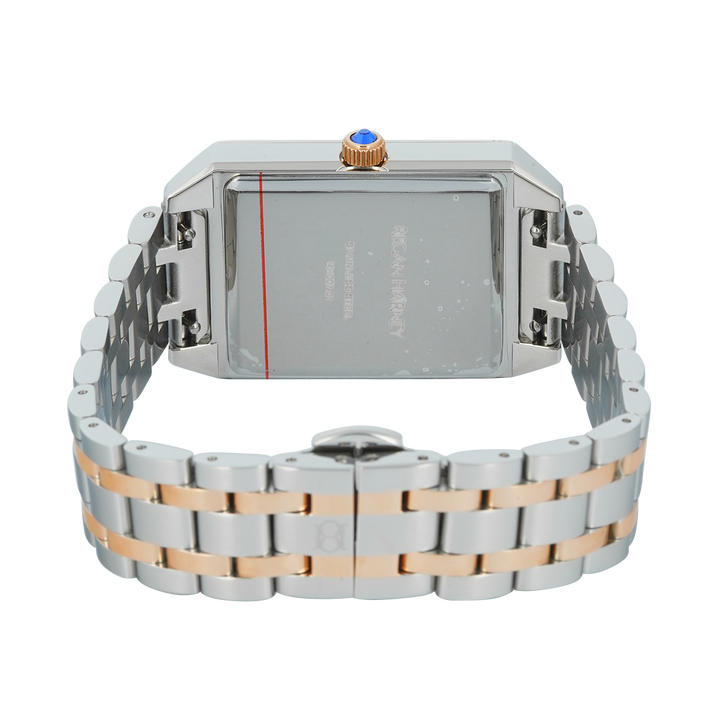 Jam Tangan Regan Harney SCARLETT RH007-01 Women Tank Silver White Dial Dual Tone Stainless Steel Strap