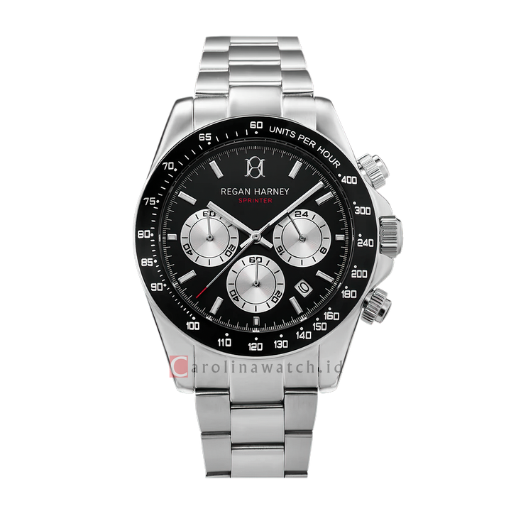 Jam Tangan Regan Harney SPRINTER RH008-01 Men Black Dial Stainless Steel Strap