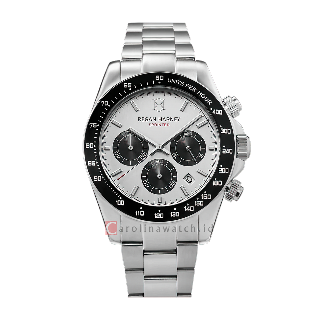 Jam Tangan Regan Harney SPRINTER RH008-02 Men Silver White Dial Stainless Steel Strap