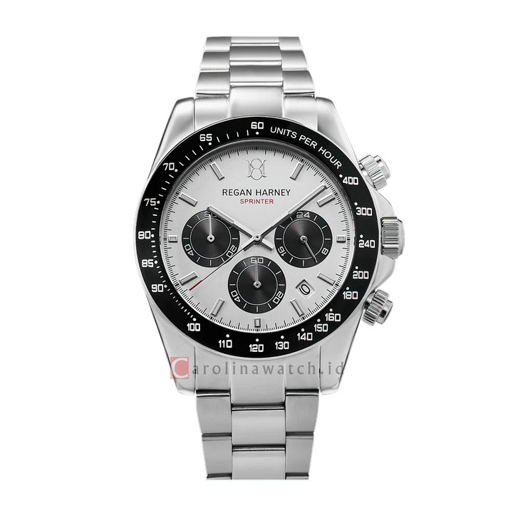 Jam Tangan Regan Harney SPRINTER RH008-02 Men Silver White Dial Stainless Steel Strap