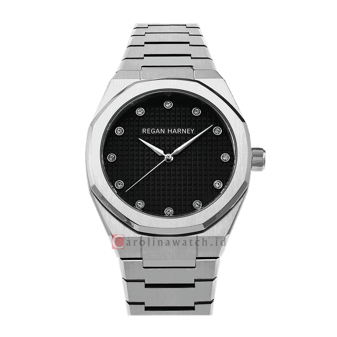 Jam Tangan Regan Harney MOISSANITE REGAL RH010-01 Men Black Dial Stainless Steel Strap
