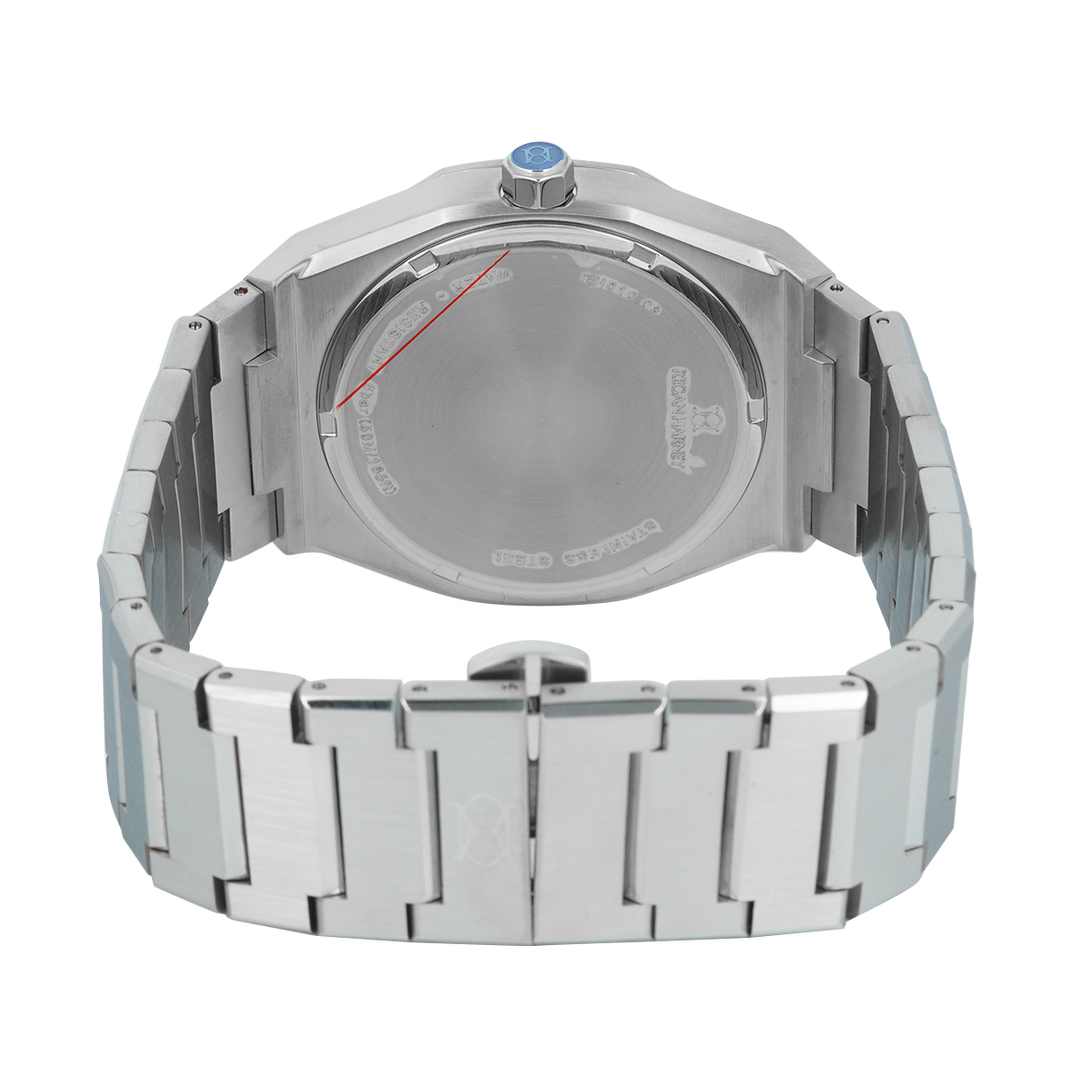 Jam Tangan Regan Harney MOISSANITE REGAL RH010-03 Men Blue Dial Stainless Steel Strap