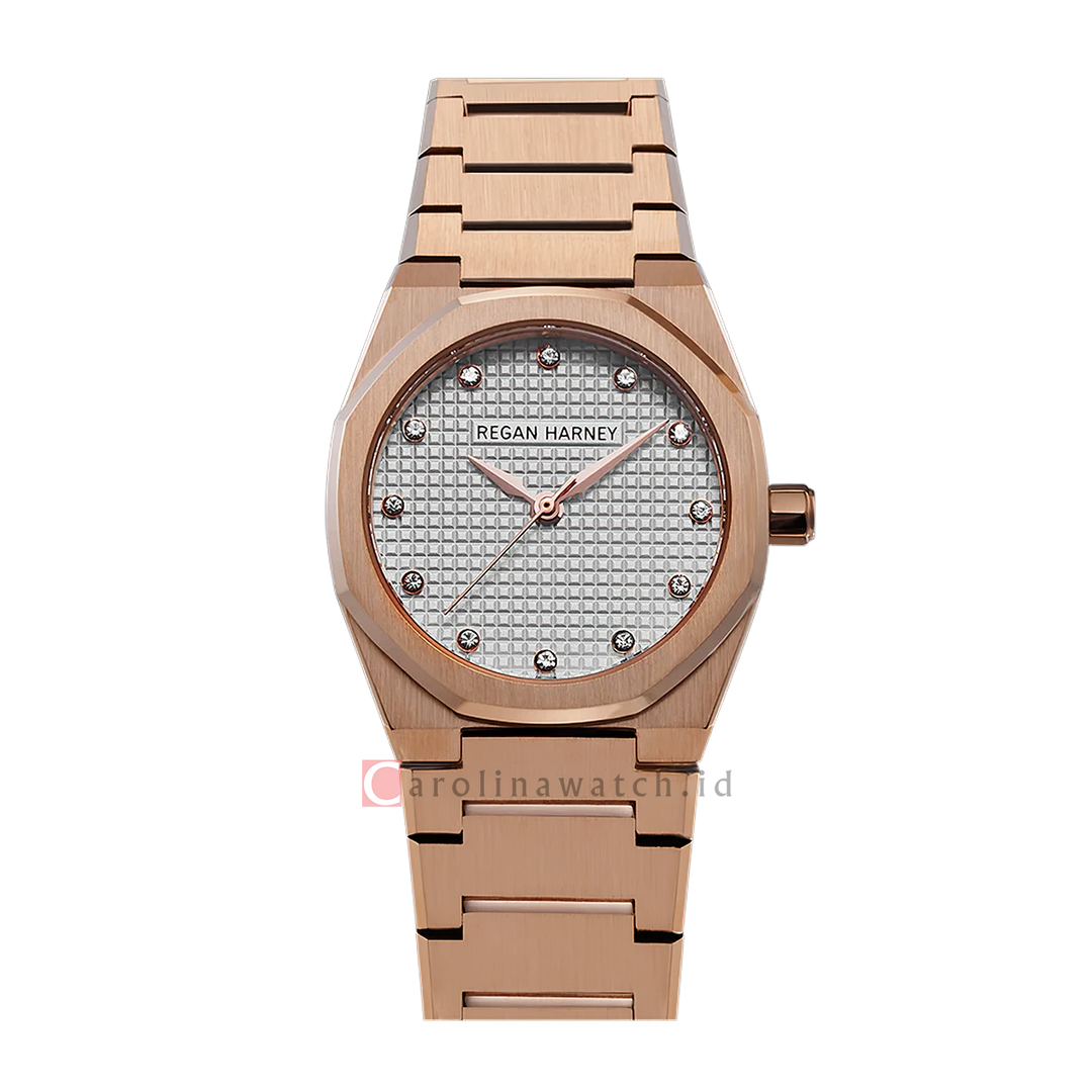 Jam Tangan Regan Harney MINI REGAL RH011-02 Women Silver Dial Rose Gold Stainless Steel Strap