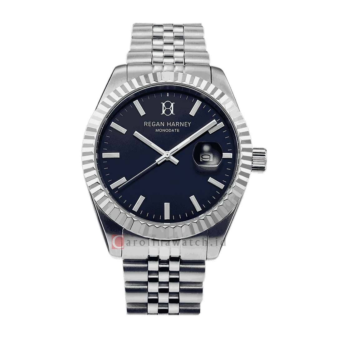 Jam Tangan Regan Harney MONODATE RH012-02 Men Blue Dial Stainless Steel Strap