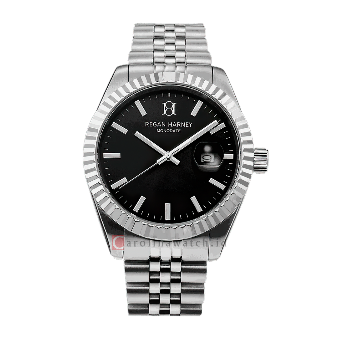 Jam Tangan Regan Harney MONODATE RH012-03 Men Black Dial Stainless Steel Strap