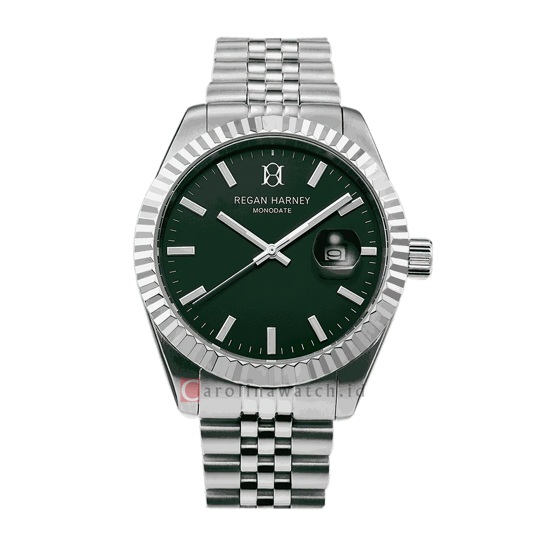 Jam Tangan Regan Harney MONODATE RH012-04 Men Green Dial Stainless Steel Strap