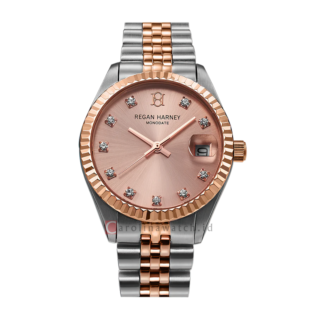 Jam Tangan Regan Harney LADY MONODATE RH013-03 Women Rose Gold Dial Dual Tone Stainless Steel Strap