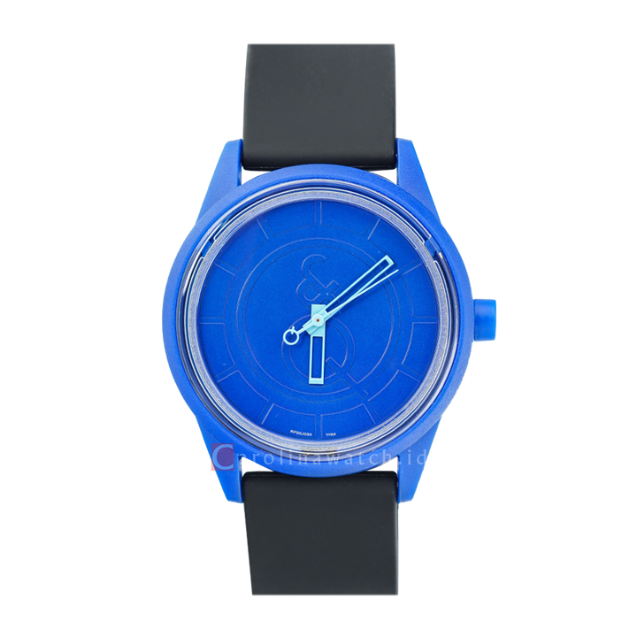 Jam Tangan Q&Q RP00J034 Kids Blue Dial Black Rubber Strap