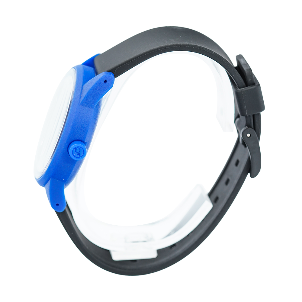 Jam Tangan Q&Q RP00J034 Kids Blue Dial Black Rubber Strap