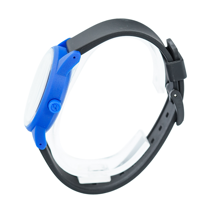 Jam Tangan Q&Q RP00J034 Kids Blue Dial Black Rubber Strap