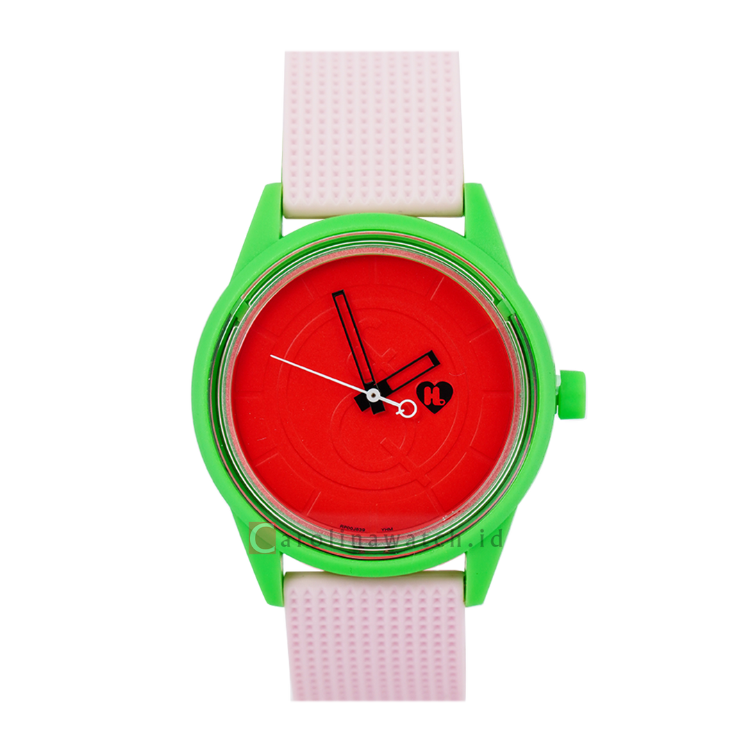 Jam Tangan Q&Q RP00J839 Kids Red Dial Pink Rubber Strap