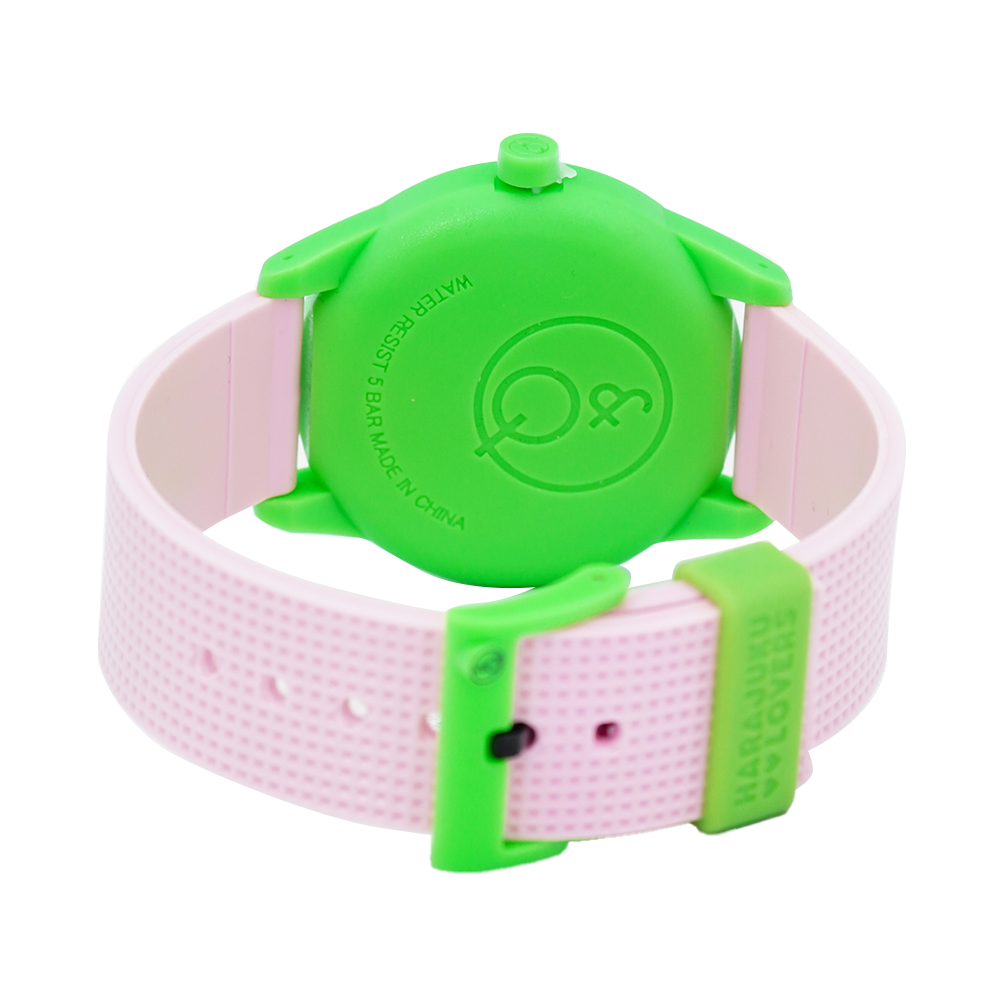 Jam Tangan Q&Q RP00J839 Kids Red Dial Pink Rubber Strap