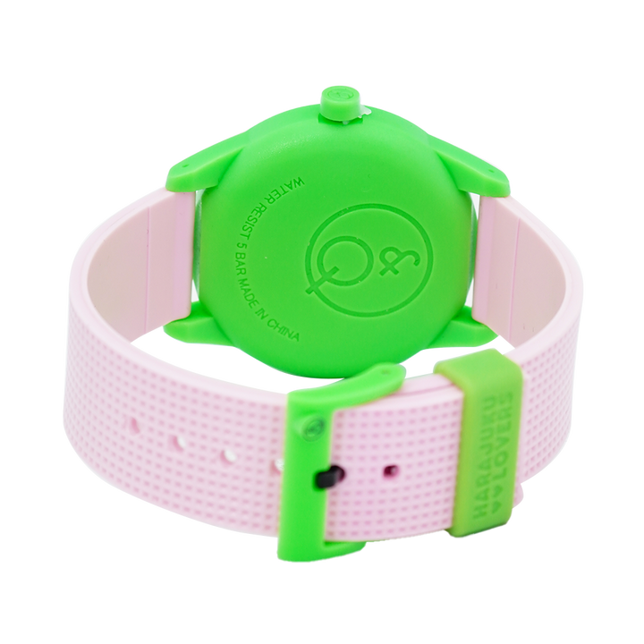 Jam Tangan Q&Q RP00J839 Kids Red Dial Pink Rubber Strap