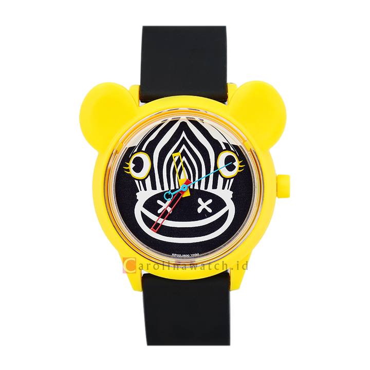 Jam Tangan Q&Q RP02J800 Kids Analog Dial Black Rubber Strap