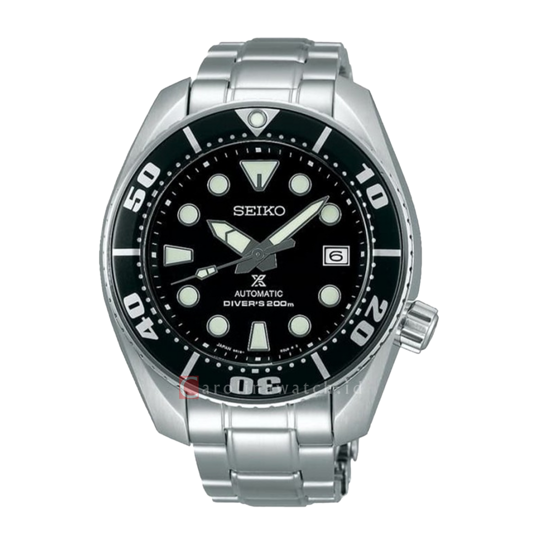 Jam Tangan Seiko Prospex SBDC031J Men Solar Scuba Divers 200M Black Bezel Titanium Strap