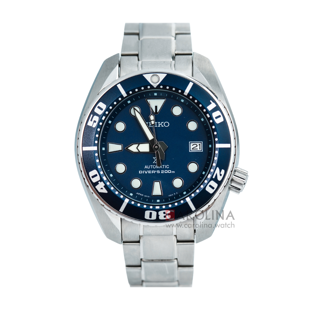 Jam Tangan Seiko Prospex SBDC033J Sumo Diver’s 200M Automatic Men Dark Blue Dial Stainless Steel Strap