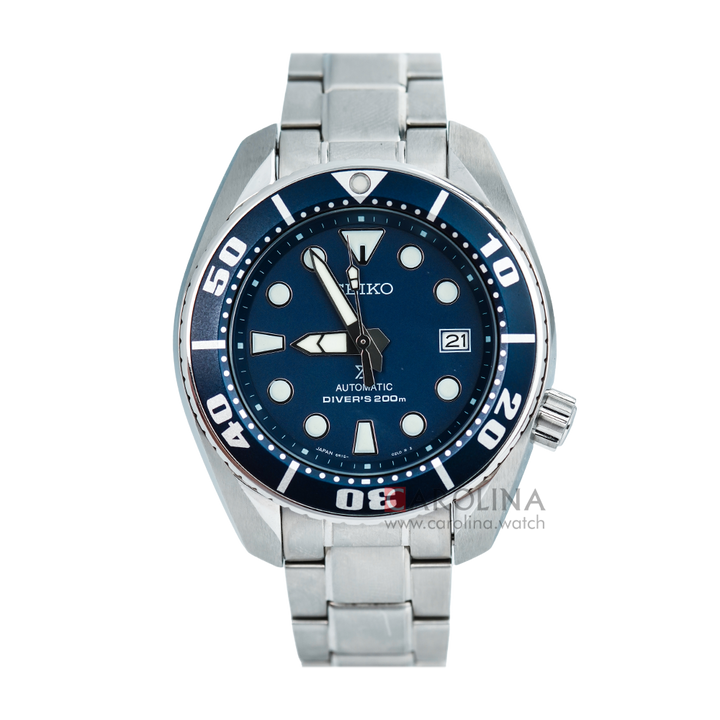 Jam Tangan Seiko Prospex SBDC033J Sumo Diver’s 200M Automatic Men Dark Blue Dial Stainless Steel Strap