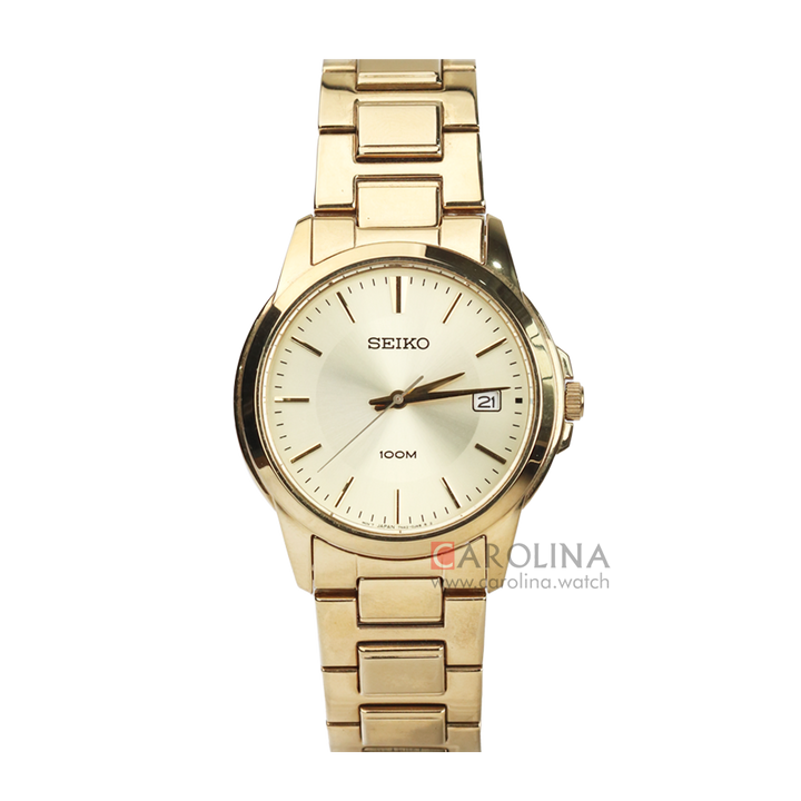 Jam Tangan Seiko SGEF58 Men Gold Dial Gold Stainless Steel Strap