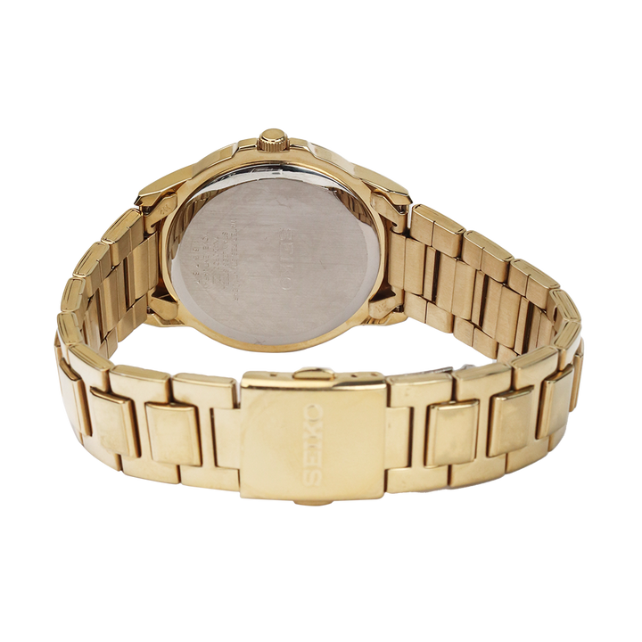 Jam Tangan Seiko SGEF58 Men Gold Dial Gold Stainless Steel Strap
