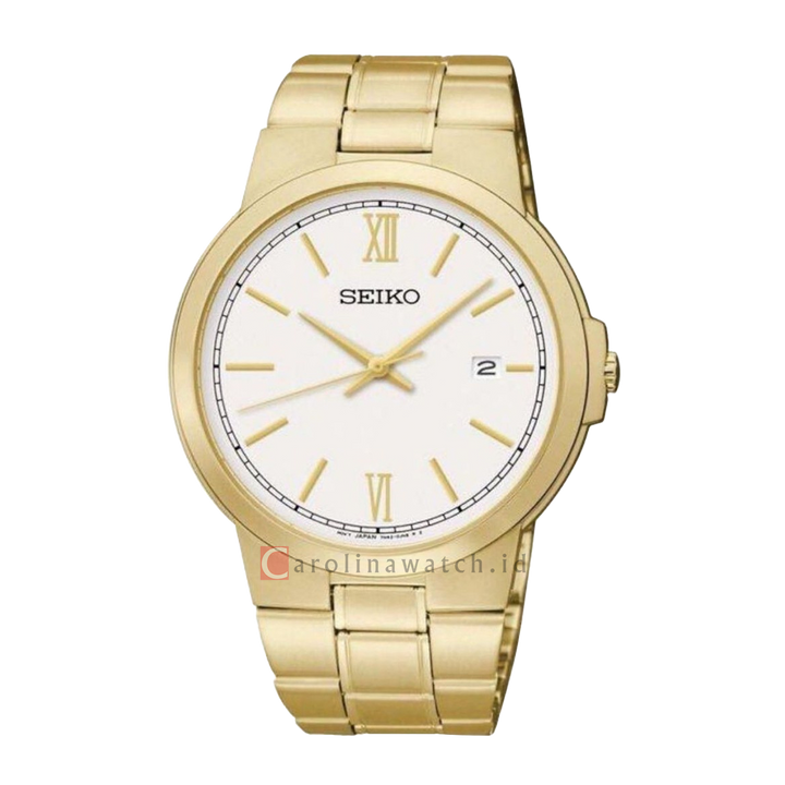 Jam Tangan Seiko Classic SGEG50 Men White Dial Gold Stainless Steel Strap