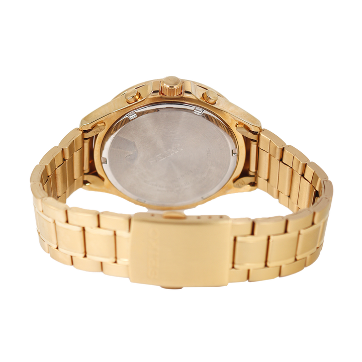 Jam Tangan Seiko Chronograph SKS482P1 Men Gold Dial Gold Stainless Steel Strap