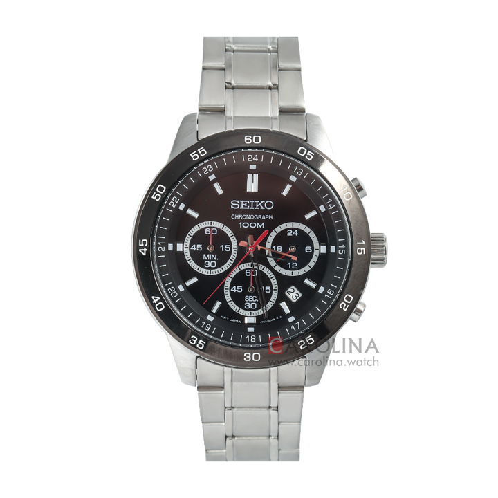 Jam Tangan Seiko Chronograph SKS527P1 Men Black Dial Stainless Steel Strap