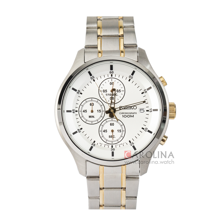 Jam Tangan Seiko Chronograph SKS541P1 Discover More Men Silver Dial Dual Tone Stainless Steel Strap