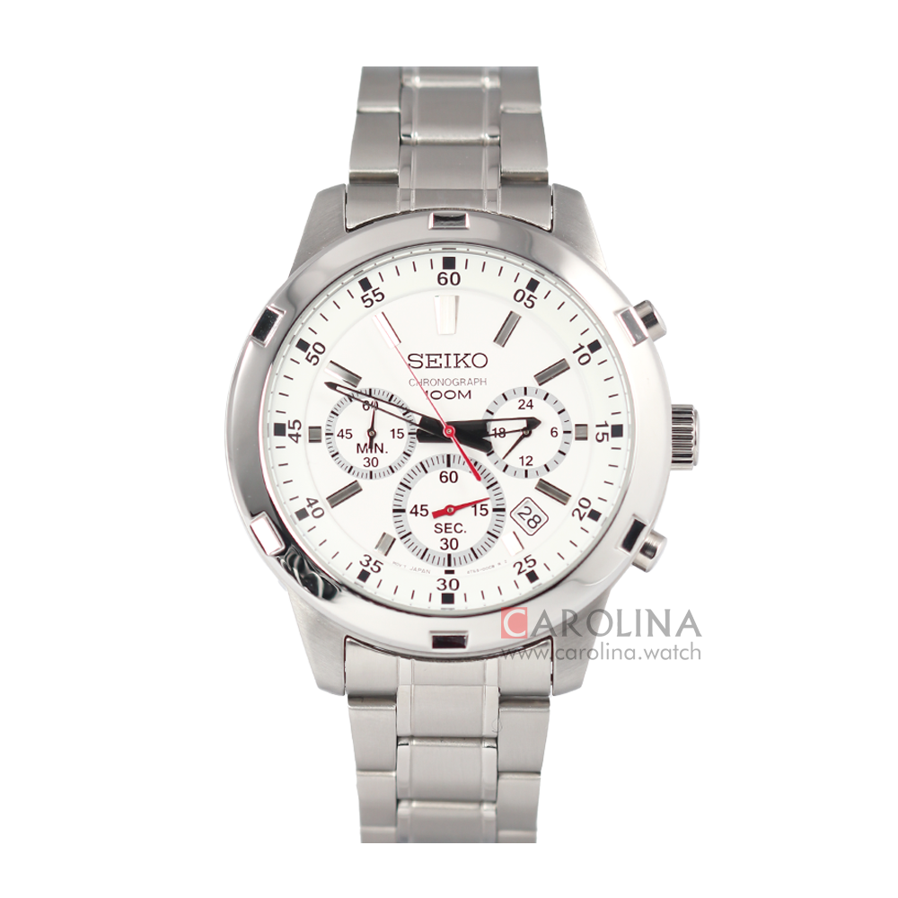 Jam Tangan Seiko Chronograph SKS601P1 Neo Sport Men White Dial Stainless Steel Strap