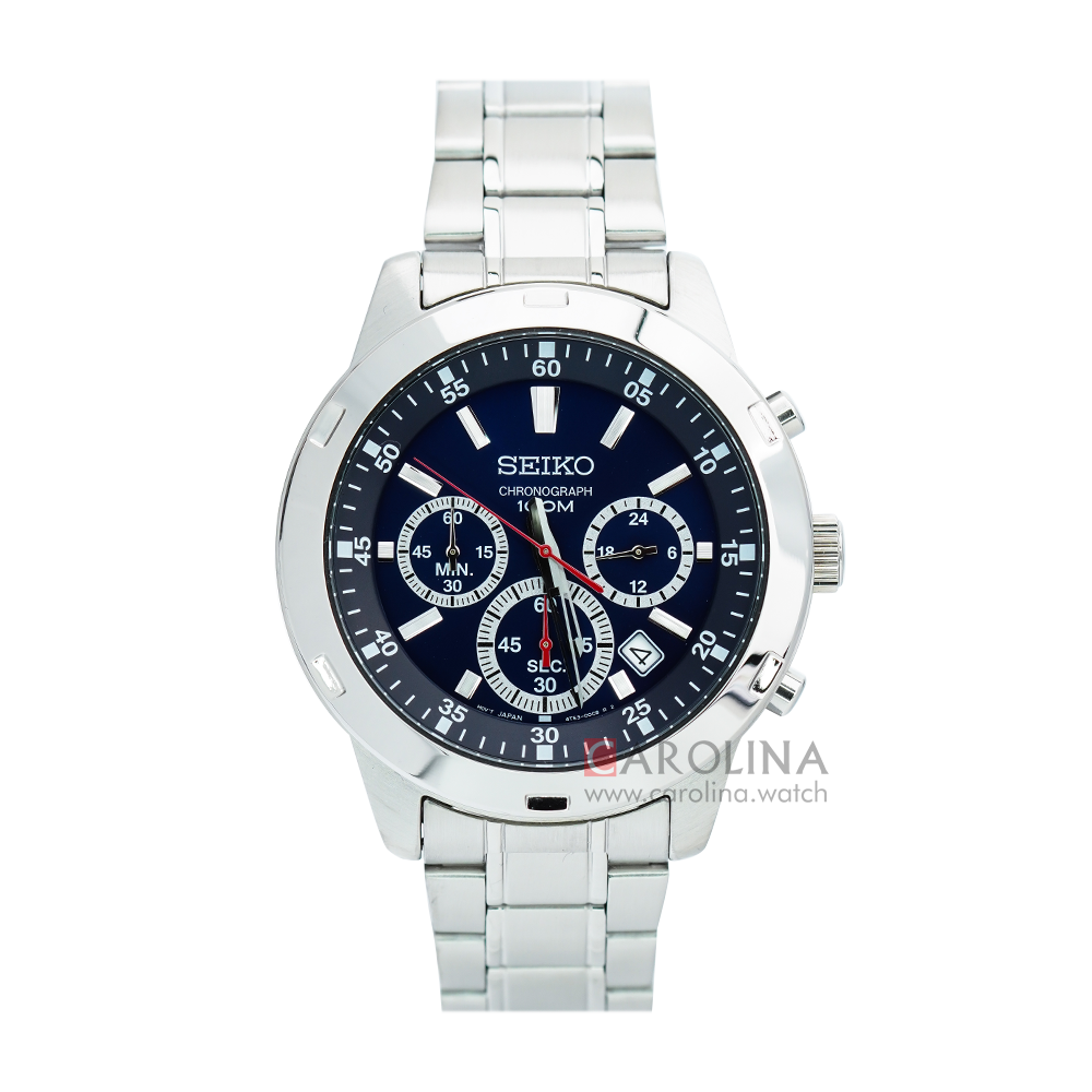 Jam Tangan Seiko Chronograph SKS603P1 Neo Sport Men Blue Dial Stainless Steel Strap