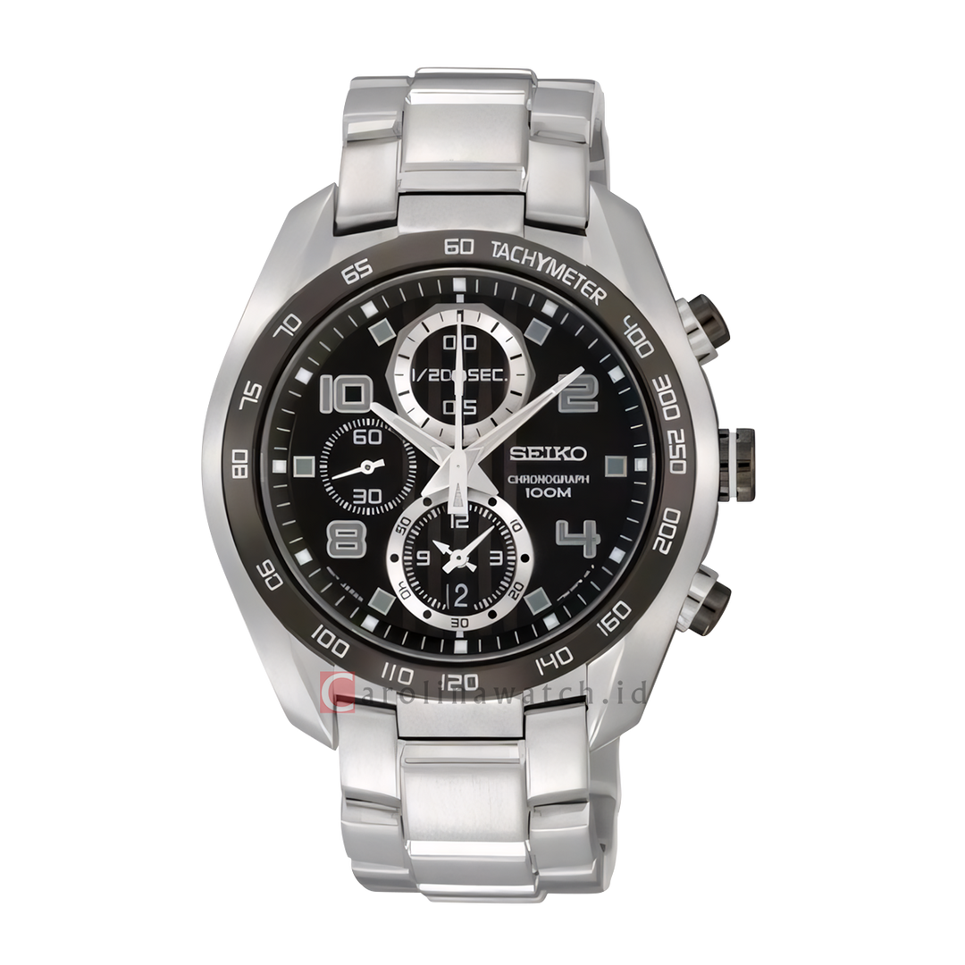 Jam Tangan Seiko Chronograph SNDD35P1 Men Black Dial Stainless Steel Strap