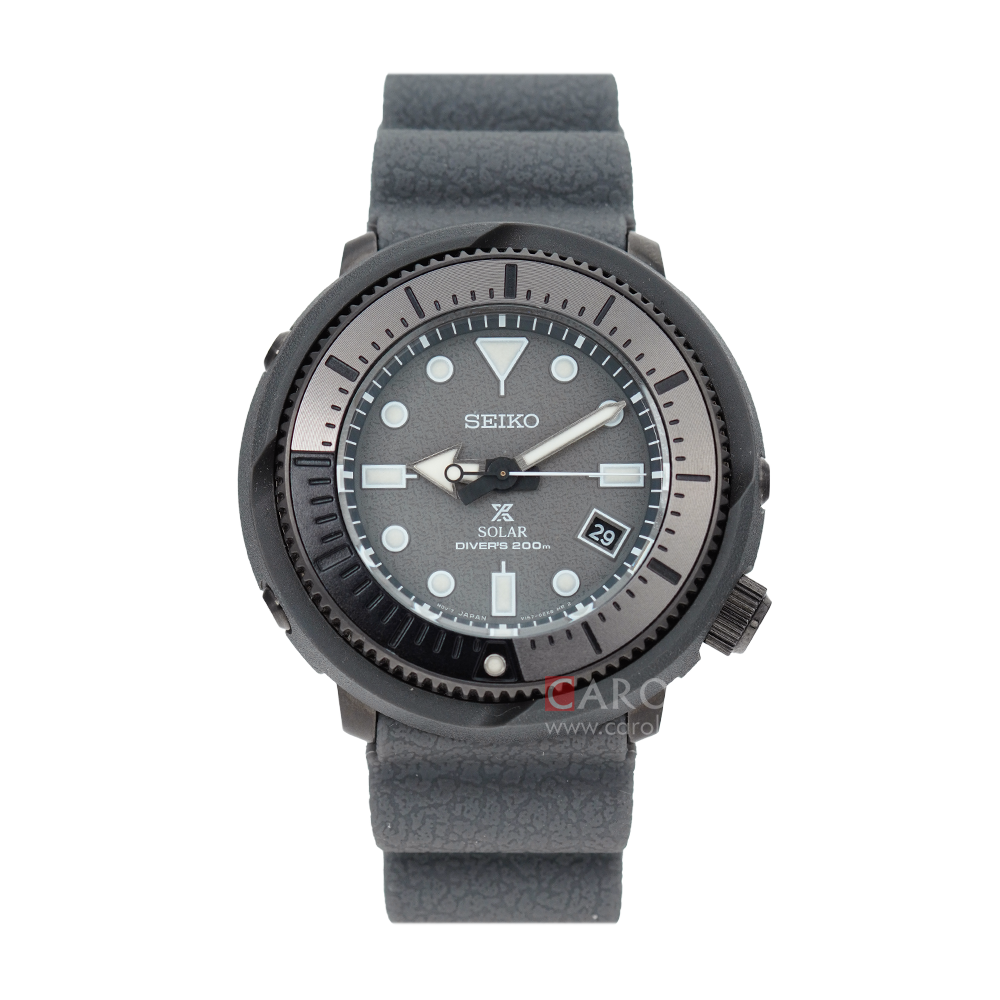 Jam Tangan Seiko Prospex SNE537P1 Tuna Street Series Solar Divers 200M Men Grey Dial Grey Rubber Strap