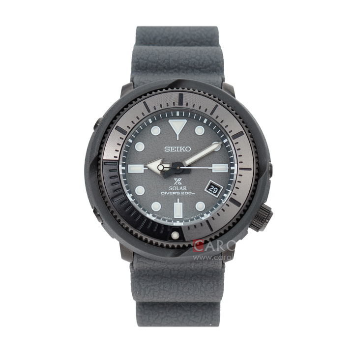 Jam Tangan Seiko Prospex SNE537P1 Tuna Street Series Solar Divers 200M Men Grey Dial Grey Rubber Strap