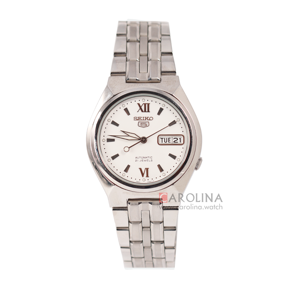 Jam Tangan Seiko 5 SNK315(S) Automatic Men White Dial Stainless Steel Strap